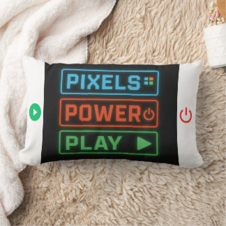 Coussin Rectangle Pixels Power Play Gamer Pillow – Retro Pixel Art F