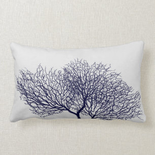 Coussin Rectangle Plage de corail de mer gris bleu marine