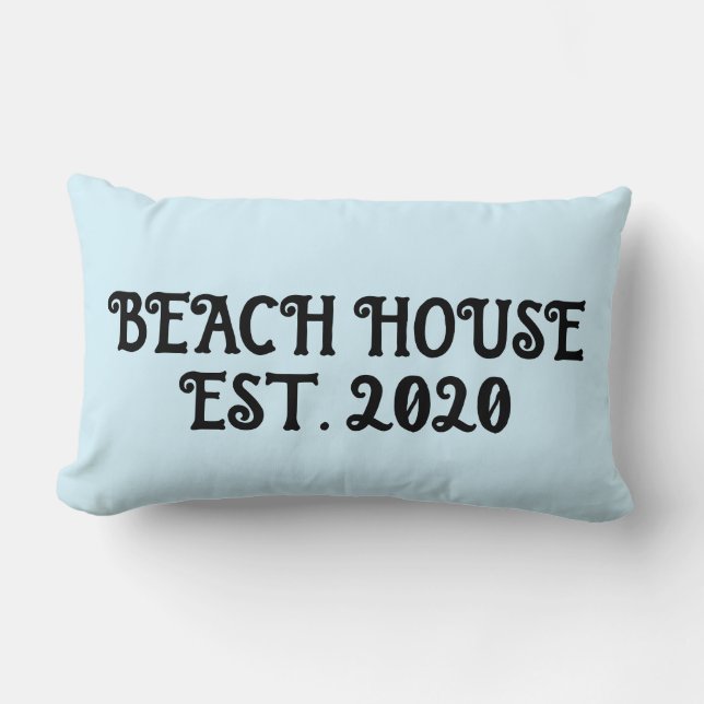 COUSSIN RECTANGLE PLAGE MAISON PERSONNALISÉE LUMBAR PASTEL BLEU COUS (Recto)