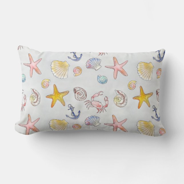 Coussin Rectangle Plage Nautique Ocean Beach Starfish Seashell Paste (Recto)