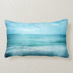 Coussin Rectangle Plage Retro - Océan côtier Couleur d'eau bleue Tur