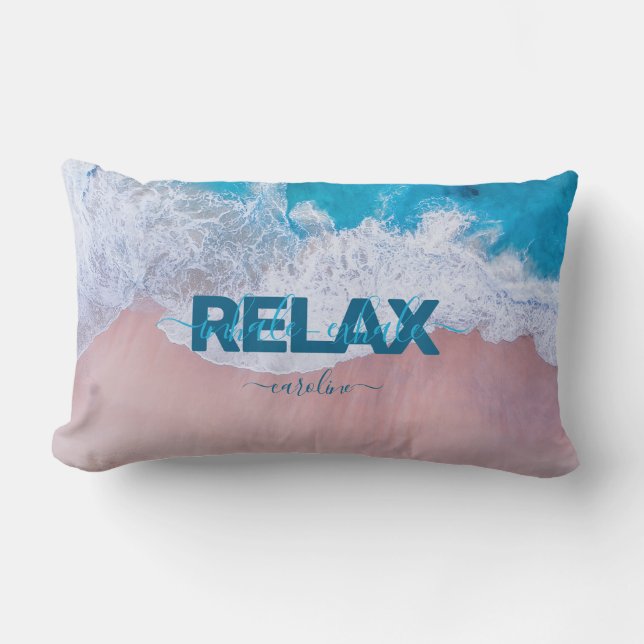 Coussin Rectangle Plage rose tropicale Bermudes (Recto)