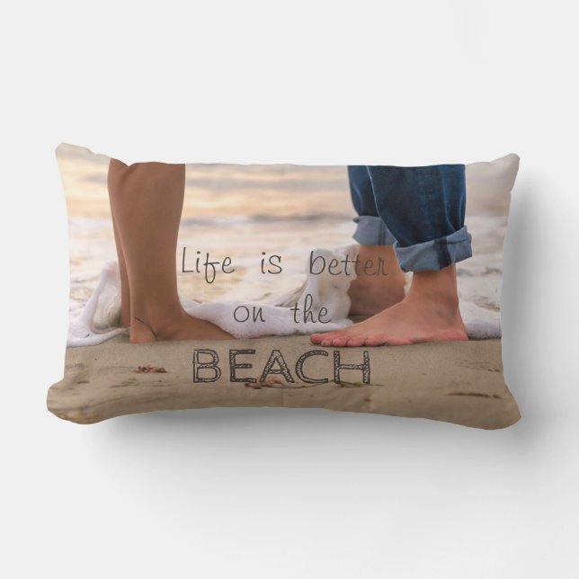 Coussin Rectangle Plage tropicale adorable, Pieds (Recto)