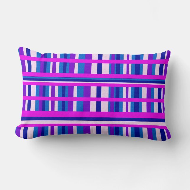 Coussin Rectangle Plaid bleu rose violet (Recto)