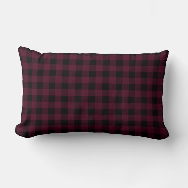 Coussin Rectangle Plaid Buffalo | Noir et rouge (Recto)