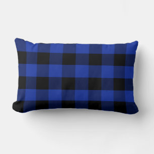 Coussin Rectangle Plaid classique à buffle bleu et noir