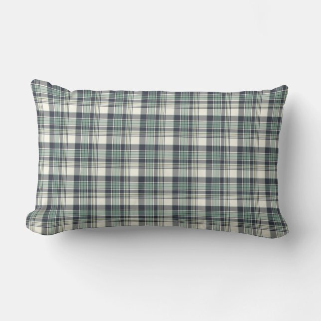 Coussin Rectangle Plaid côtier bleu marine et vert marin (Recto)