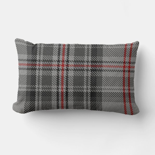 Coussin Rectangle Plaid de tartan géant rouge noir gris de Taupe (Recto)