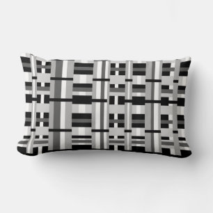 Coussin Rectangle Plaid en noir blanc et gris