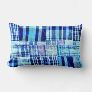Coussin Rectangle Plaid Patchwork