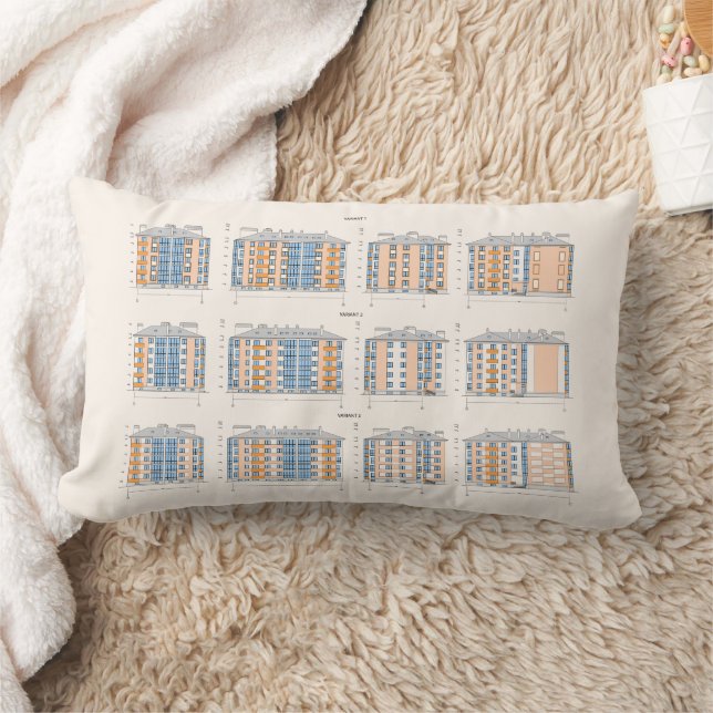 Coussin Rectangle Plan d'architecture moderne  (Couverture)