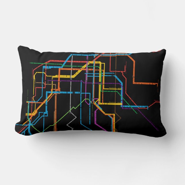 Coussin Rectangle Plan du métro de la ville (Recto)