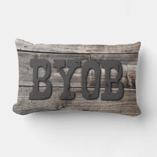 Coussin Rectangle PLANTES EN BOIS patiné en détresse BYOB  