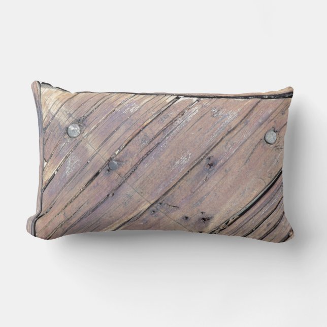 Coussin Rectangle Plaque texturée en bois patiné (Recto)