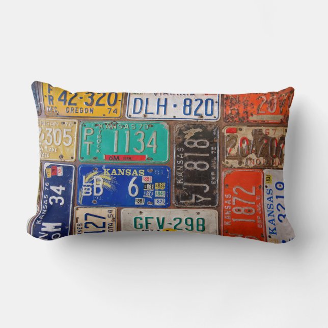 Coussin Rectangle Plaques de licence vintages (Recto)
