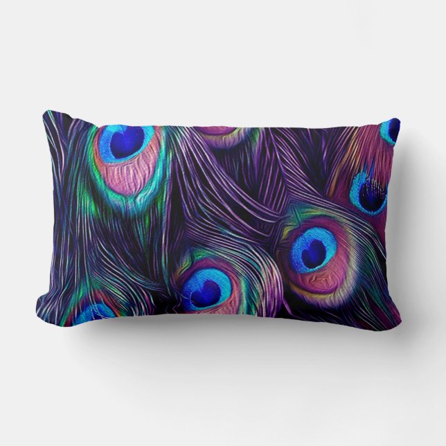 Coussin Rectangle Plume de paon (Recto)