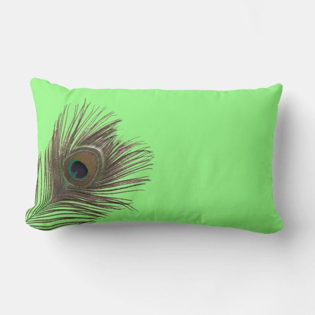 Coussin Rectangle Plumes de paon (Recto)