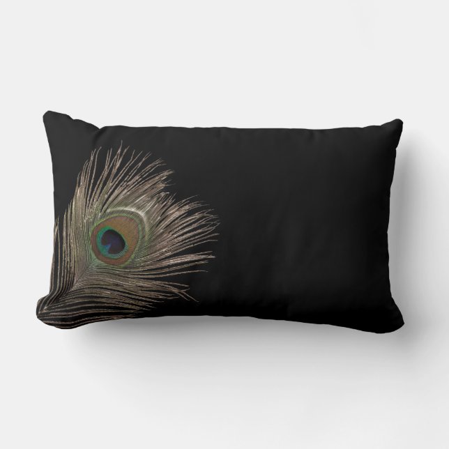 Coussin Rectangle Plumes de paon (Recto)
