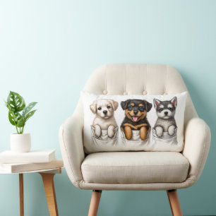 Coussin Rectangle Poches super mignonnes pleines de chiots