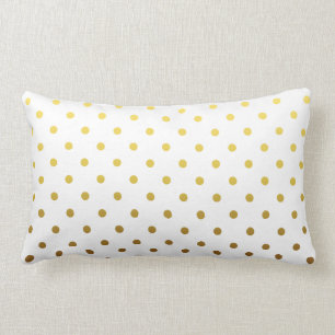 Coussin Rectangle Point de polka d'or blanc