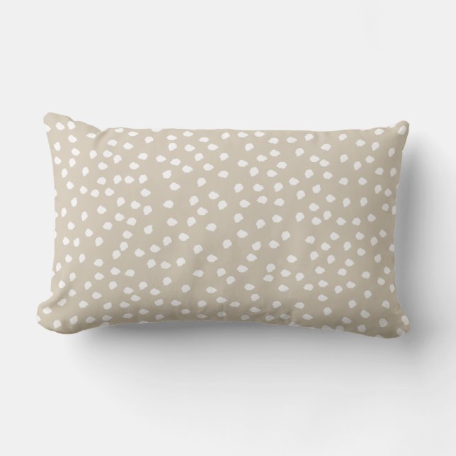 Coussin Rectangle Pointe Polka minimale beige et blanc (Recto)