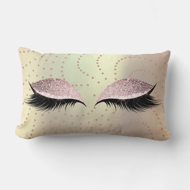 Coussin Rectangle Pointes de maquillage rose Parties scintillant Swa (Recto)