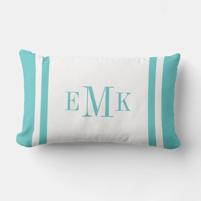 Coussin Rectangle Points de ruban Turquoise Preppy Personnalisés Mon (Recto)
