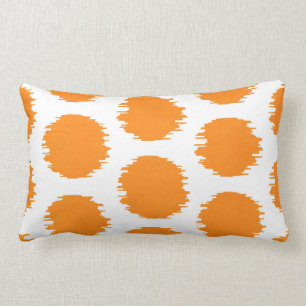 Coussin Rectangle Points d'Ikat, copie orange et blanche lumineuse