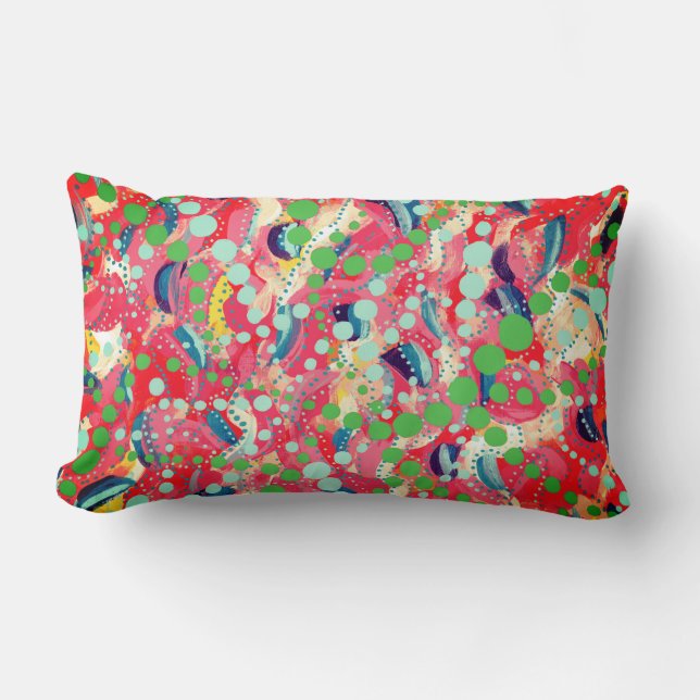 Coussin Rectangle Points heureux et formes jouées Art original (Recto)