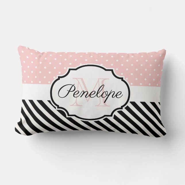 Coussin Rectangle Points mignons et bandes (Recto)