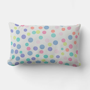 Coussin Rectangle Points pastel multicolores sur gris