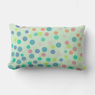 Coussin Rectangle Points pastel multicolores sur vert pastel