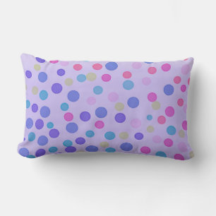 Coussin Rectangle Points pastel multicolores sur violet