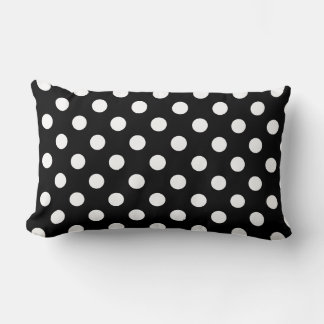 Coussin Rectangle Pois blancs sur Arrière - plan noir