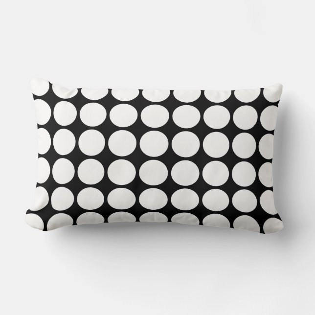 Coussin Rectangle Pois blancs sur noir (Recto)