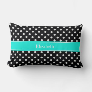 Coussin Rectangle Pois noirs et blancs Nom Aqua Monogram7