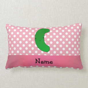 Coussin Rectangle Pois nommé personnalisé de rose de conserves au