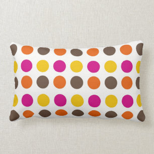 Coussin Rectangle Pois rose orange coloré audacieux de brun jaune