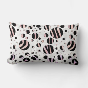 Coussin Rectangle Pois zèbres noirs et roses