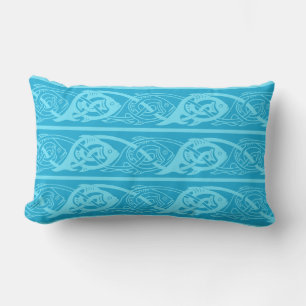 Coussin Rectangle Poisson à nouer celtique en bleu
