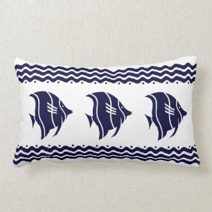 Coussin Rectangle Poisson bleu marine moderne