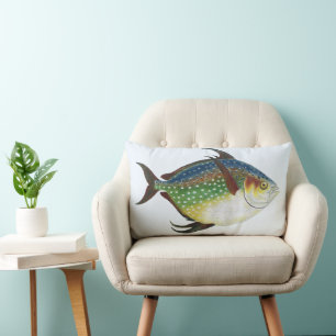 Coussin Rectangle Poisson lunaire tropical, poisson aquatique marin