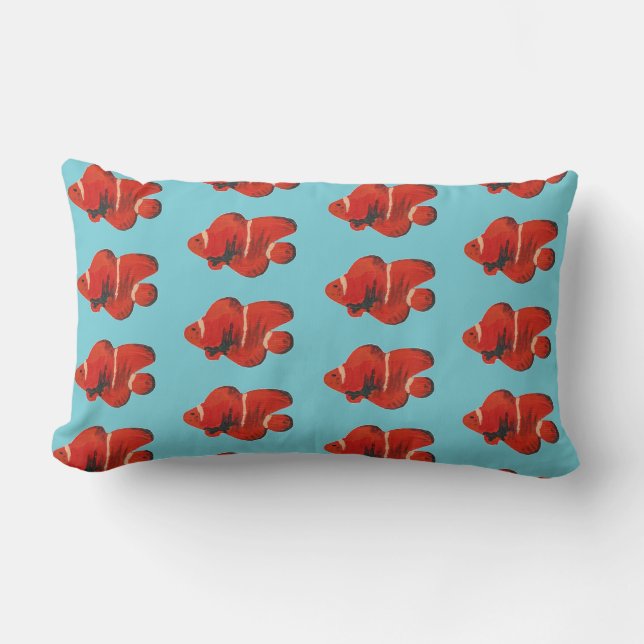 Coussin Rectangle Poisson Motif Clownfish Orange Thlow Pillow (Recto)