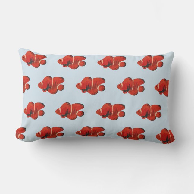 Coussin Rectangle Poisson Motif Clownfish Orange Thlow Pillow (Recto)