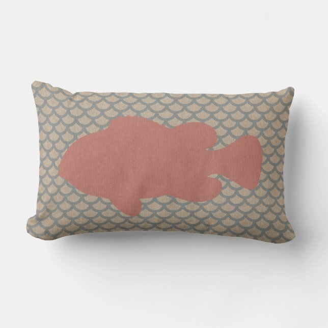 Coussin Rectangle Poissons sur le motif d'échelle dans rose de (Recto)