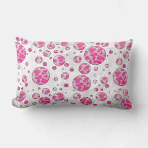 Coussin Rectangle Poka Dot Vache rose et blanc