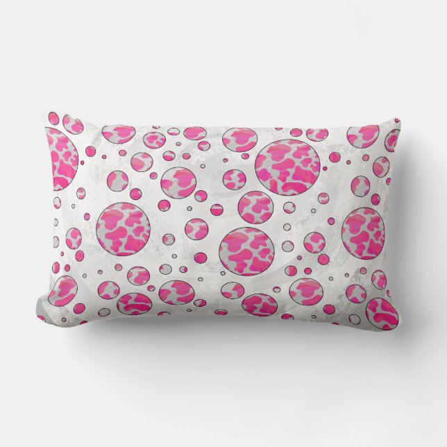 Coussin Rectangle Poka Dot Vache rose et blanc (Recto)