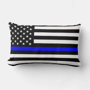Coussin Rectangle police mince ligne bleue drapeau usa etats-unis am