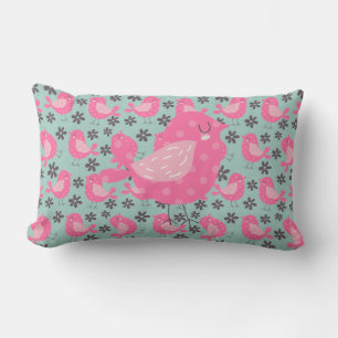 Coussin Rectangle Polka Dot Birds and Flowers