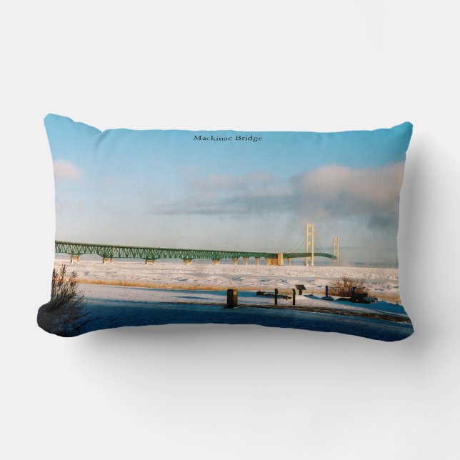 Coussin Rectangle Pont Mackinac hiver (Recto)